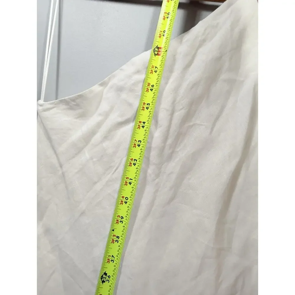 Zara White 100% Linen One Shoulder Minimalistic Maxi Dress Women’s Regular M
